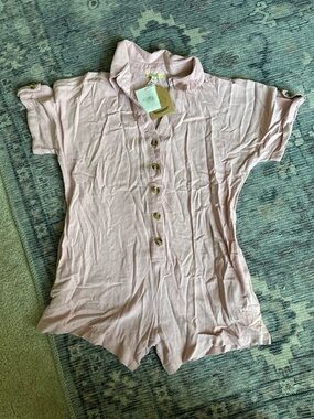 Kori Textured Collared Top in Blush Pink